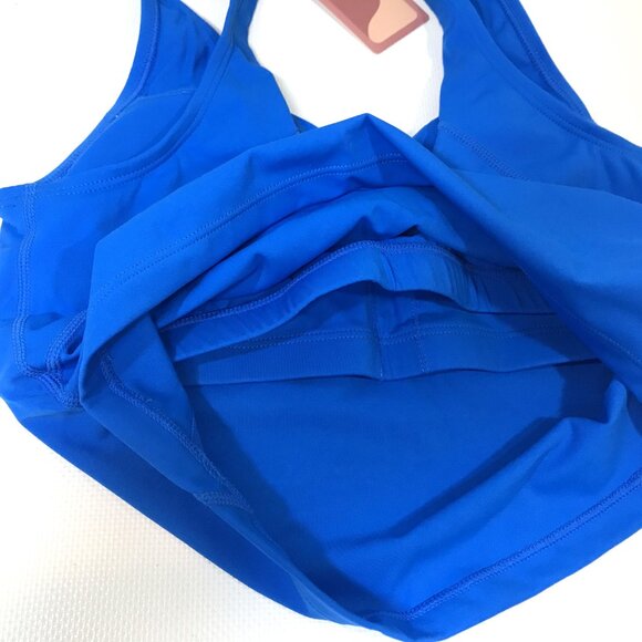 Royal Blue Cropped Workout Top V-Neck Built-In Bra Sz S, Colorskin - Picture 7 of 16